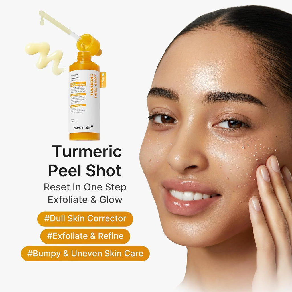Peel & Wipe Clarifying Duo: Turmeric Peel Shot & Kojic Acid Toner Pads | Gentle Exfoliation & Texture Refining Routine | Ideal for Soothing, Balancing, Smoothing Uneven Skin Tone & Texture